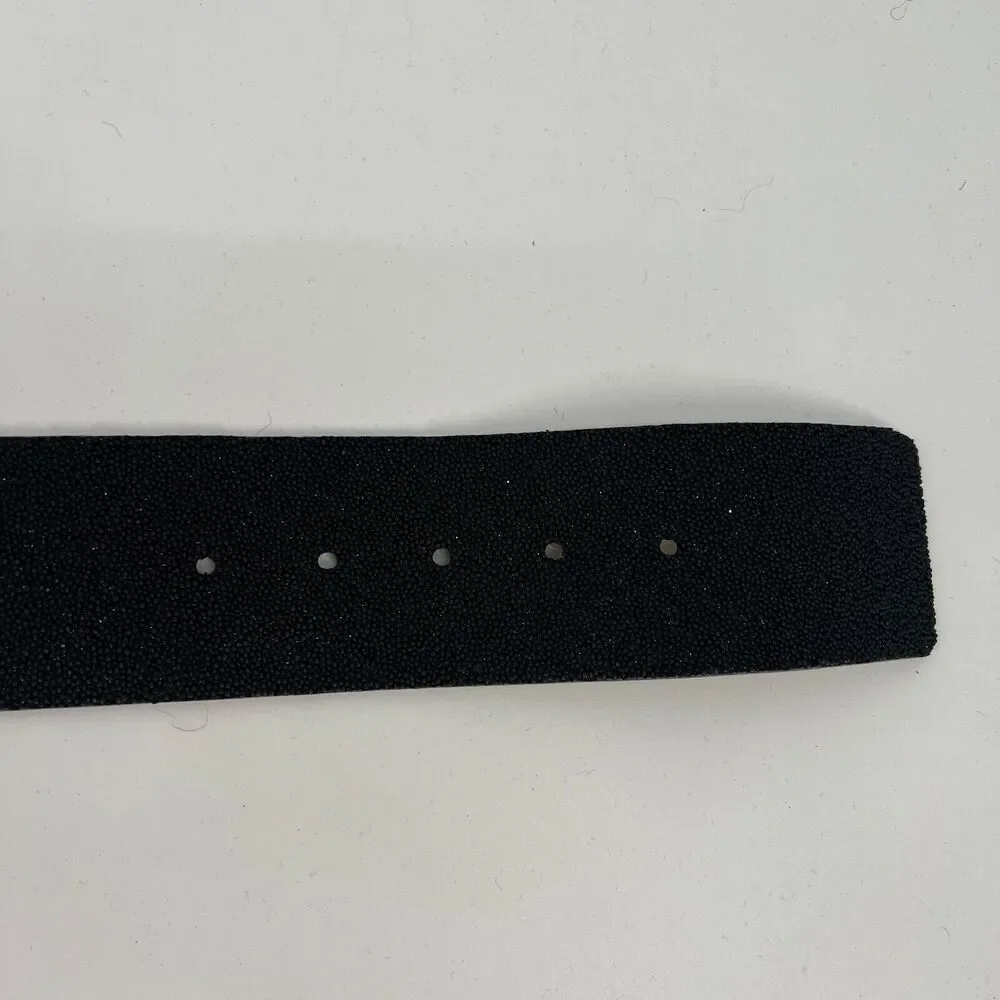 Alice + Olivia Belt Womens L Black‎ Beads Big Buckle Black Classic